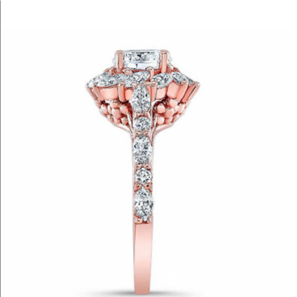 NEW Rose Gold Plated Round Cut White Sapphire Ring - Picture 5 of 7